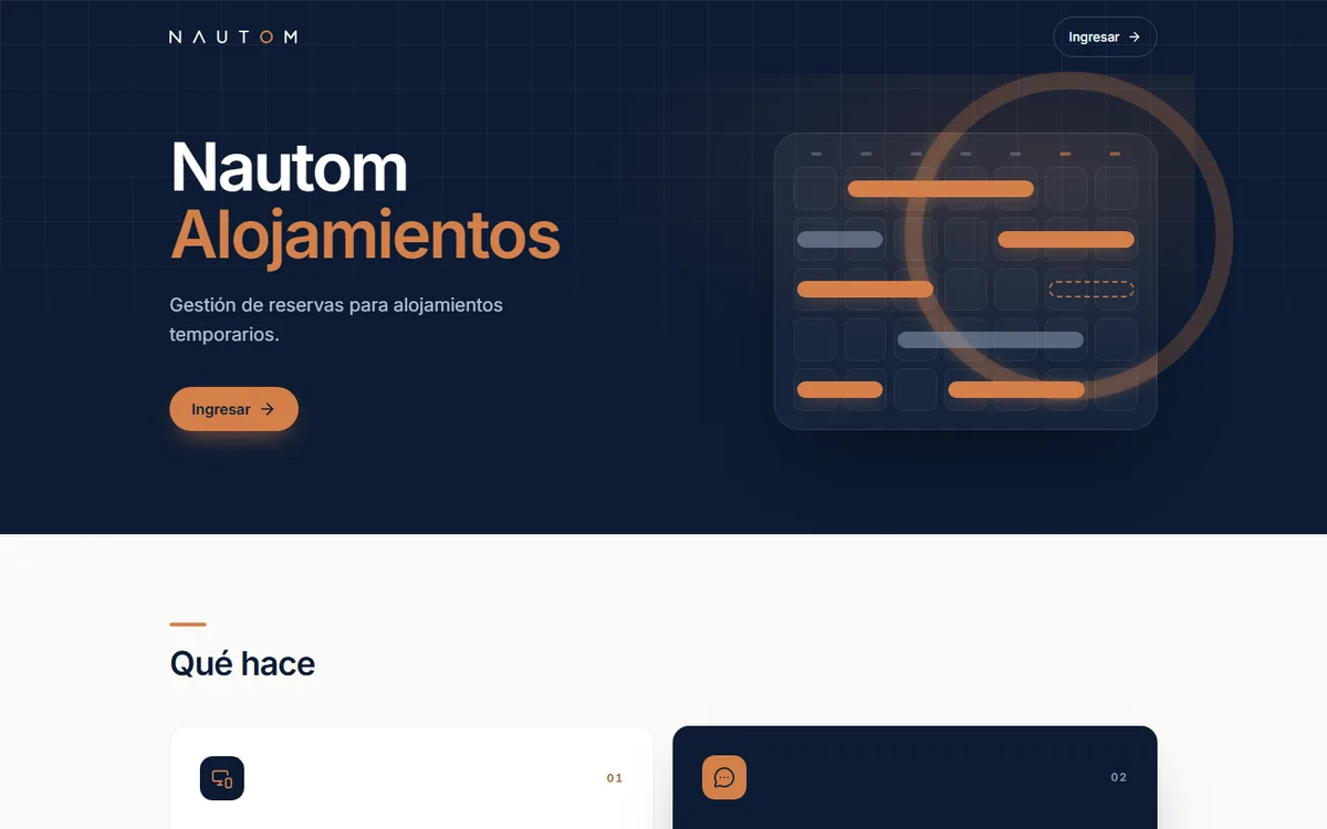 Página principal de Nautom Alojamientos